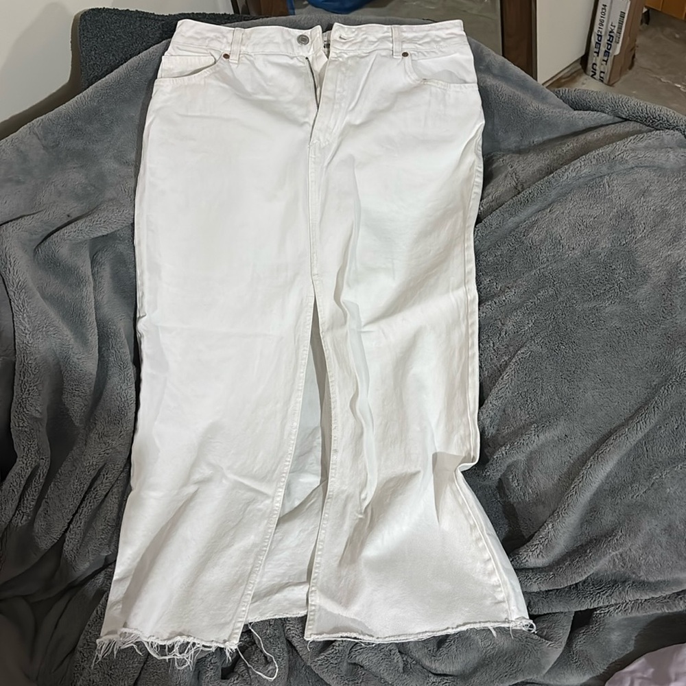 White Denim Maxi Skirt